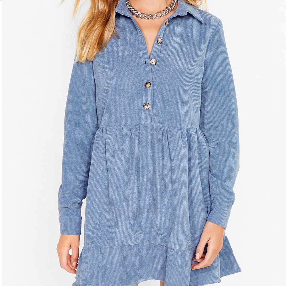Cord mini smock dress